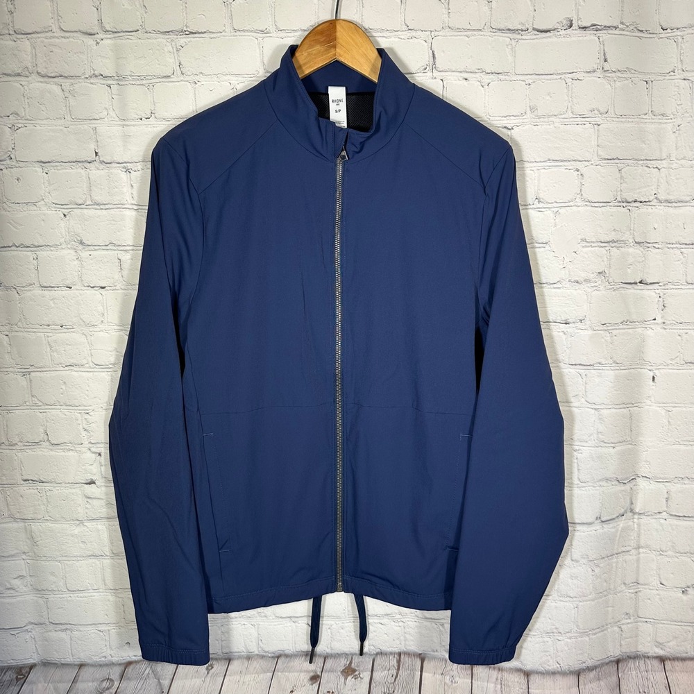 NEW Rhone Coaches Jacket Mens Small‎ Dark Indigo Blue Full Zip Performance